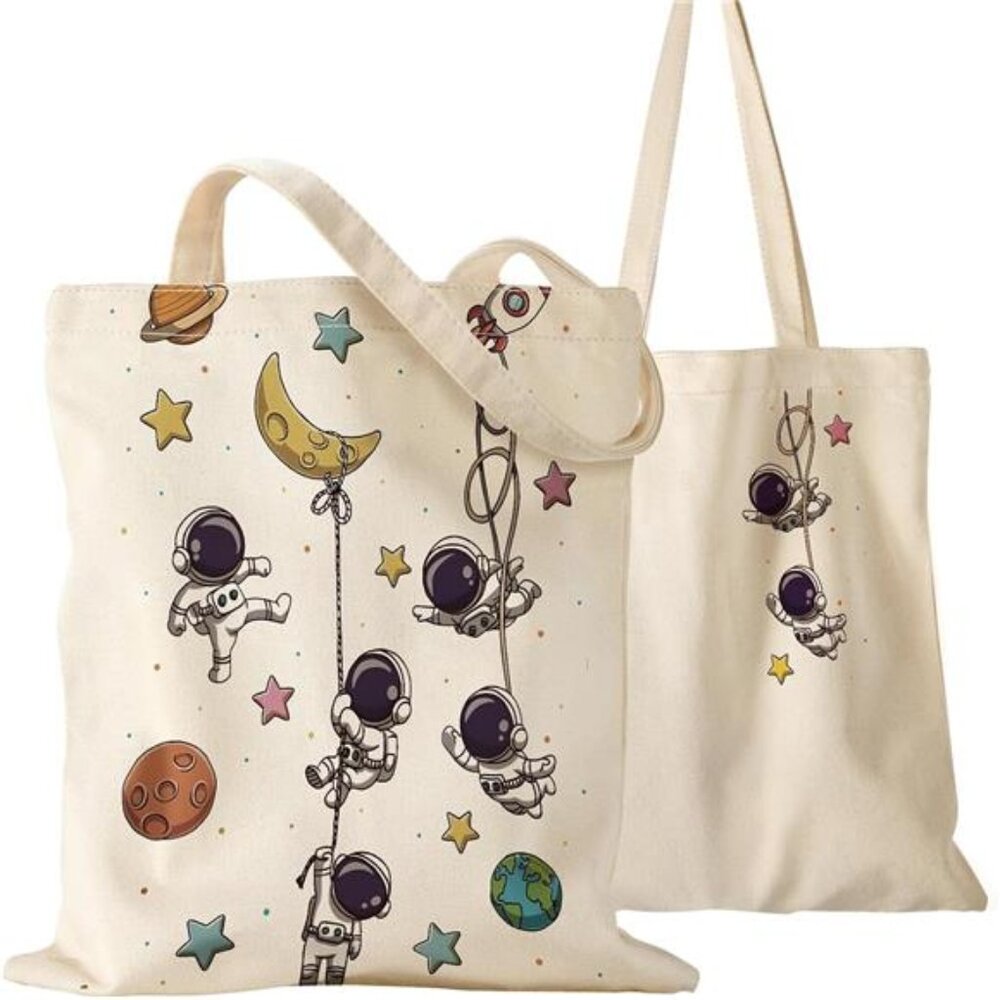 Canvas Tote Bag - Sturdy Cloth Cotton Totes Bag with Pattern Shoulder Bag